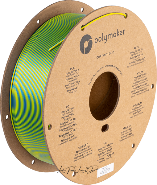 Polymaker PolyLite™ Dual Silk PLA, Chameleon (Silk Yellow / Silk Blue), 1 кг — філамент, пластик для 3д-друку PA03026 фото