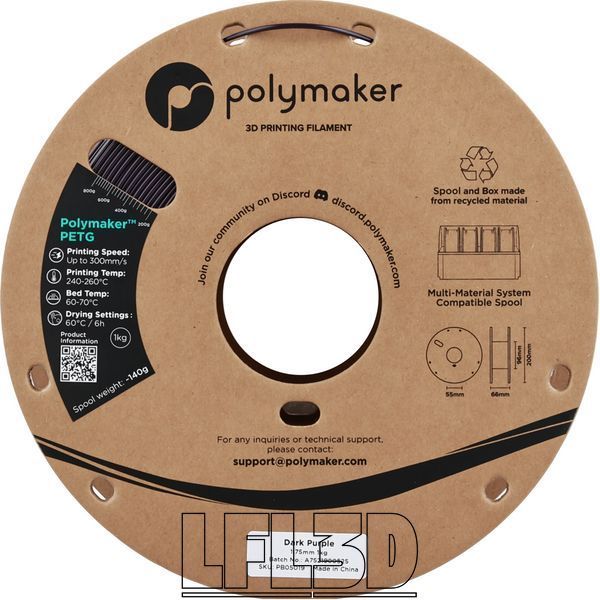 Polymaker&trade; PETG Dark Purple, 1 кг &mdash; темно-фіолетовий філамент, пластик для 3д-друку PB05019 фото