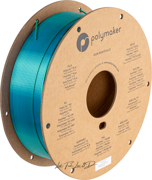 Polymaker PolyLite™ Dual Silk PLA, Caribbean (Silk Blue / Silk Green), 1 кг — градієнтний філамент, пластик для 3д-друку PA03025 фото