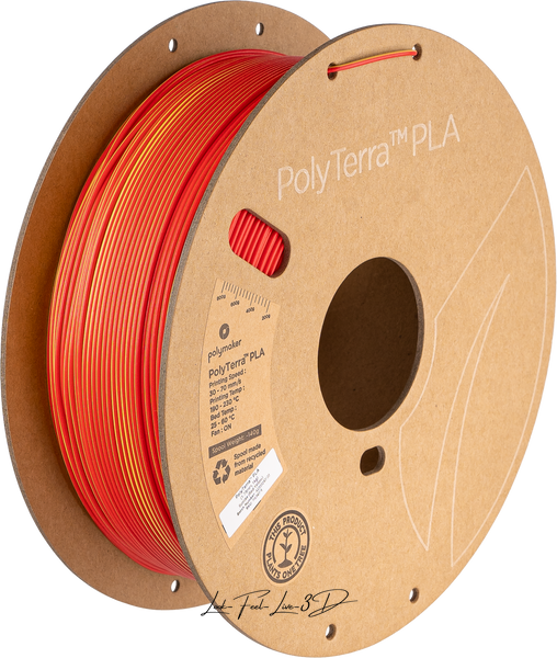 Filament, plastic for 3D printing Polymaker PolyTerra™ Dual PLA, Sunrise (Red-Yellow), 1 kg