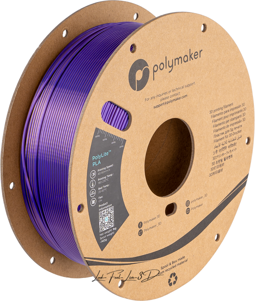 Polymaker PolyLite™ Dual Silk PLA, Sovereign (Silk Gold / Silk Purple), 1 кг — градієнтний філамент, пластик для 3д-друку PA03029 фото