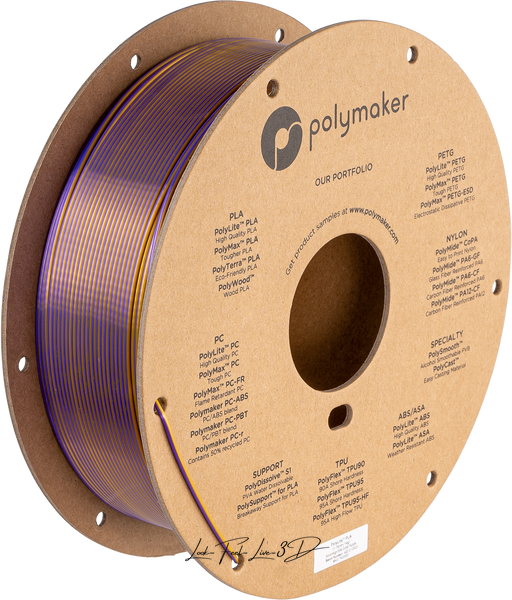 Filament, plastic for 3D printing Polymaker PolyLite™ Dual Silk PLA, Sovereign (Silk Gold / Silk Purple), 1 kg