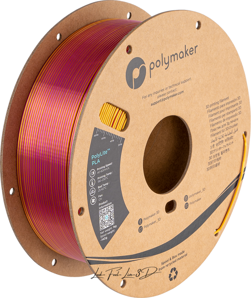 Polymaker PolyLite™ Dual Silk PLA, Banquet (Silk Gold / Silk Magenta), 1 кг — градієнтний філамент, пластик для 3д-друку PA03023 фото