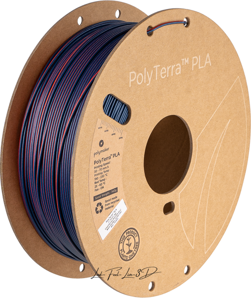 Filament, plastic for 3D printing Polymaker PolyTerra™ Dual PLA, Mixed Berries (Red-Dark Blue), 1 kg