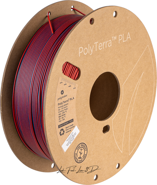 Filament, plastic for 3D printing Polymaker PolyTerra™ Dual PLA, Mixed Berries (Red-Dark Blue), 1 kg