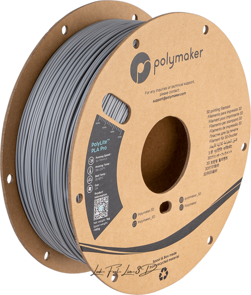 Polymaker PolyLite™ PLA Pro, Grey, 1 кг — філамент, пластик для 3д-друку PA07003 фото
