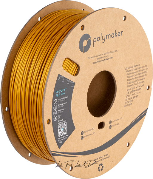 Polymaker PolyLite™ Metallic PLA Pro, Metallic Gold, 1 кг — золотий філамент, пластик для 3д-друку PA07037 фото