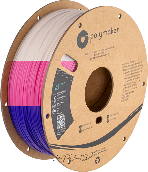 Polymaker PolyLite™ PLA Temperature Color Changing, Purple-Pink-Translucent, 1 кг — філамент, пластик для 3д-друку PA02071 фото