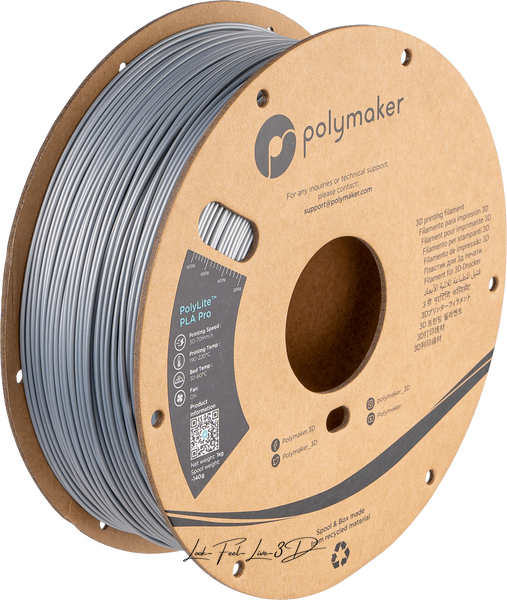 Filament, plastic for 3D printing Polymaker PolyLite™ Metallic PLA Pro, Metallic Silver, 1 kg