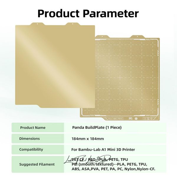 BIGTREETECH Panda PEI Textured/PEI Smooth double-sided plate for Bambu Lab A1 mini 3D printer