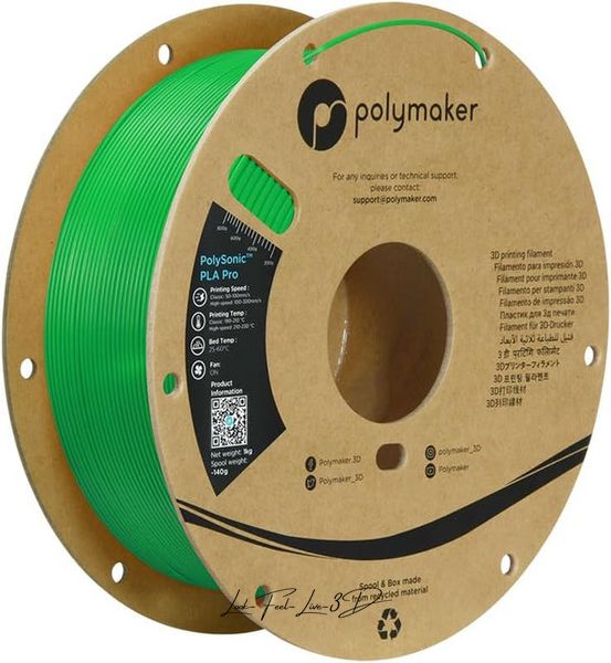 Polymaker PolySonic™ PLA Pro, Green, 1 кг — філамент, пластик для 3д-друку PA13010 фото