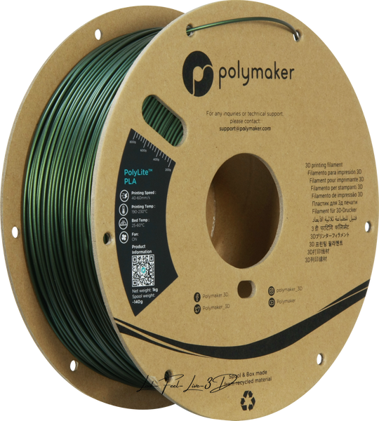 Polymaker PolyLite™ PLA Sparkle Dark Green, 1 кг — зелений філамент, пластик для 3д-друку PA02027 фото