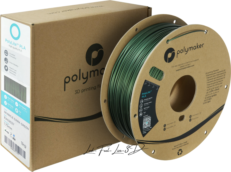 Filament, plastic for 3D printing PolyLite™ PLA Sparkle Dark Green, 1 kg