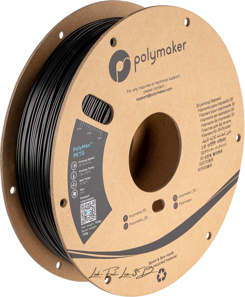 Polymaker PolyMax™ PETG, Black, 0,75 кг — філамент, пластик для 3д-друку PB02001 фото