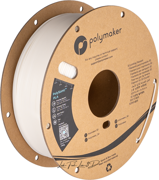 Polymaker PolySonic™ PLA, White, 1 кг — філамент, пластик для 3д-друку PA12001 фото