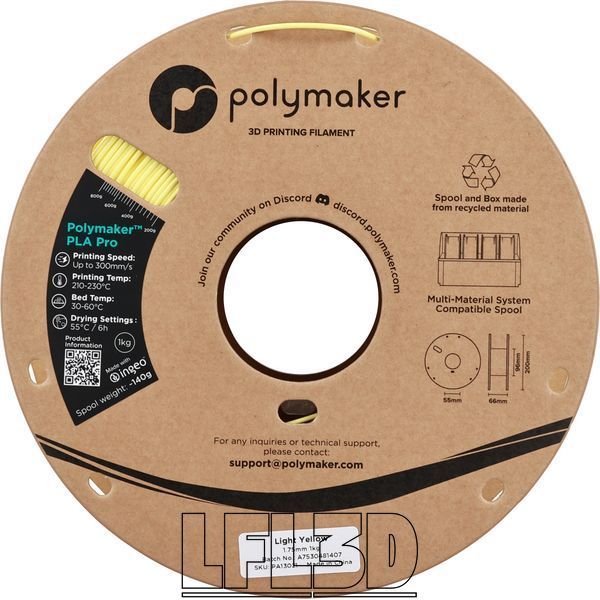 Polymaker&trade; PLA Pro, Light Yellow, 1 kg PA13021 photo