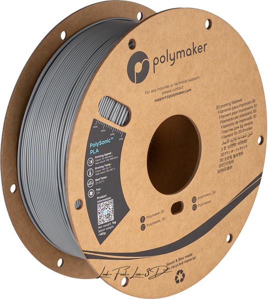 Polymaker PolySonic™ PLA, Grey, 1 кг — філамент, пластик для 3д-друку PA12003 фото