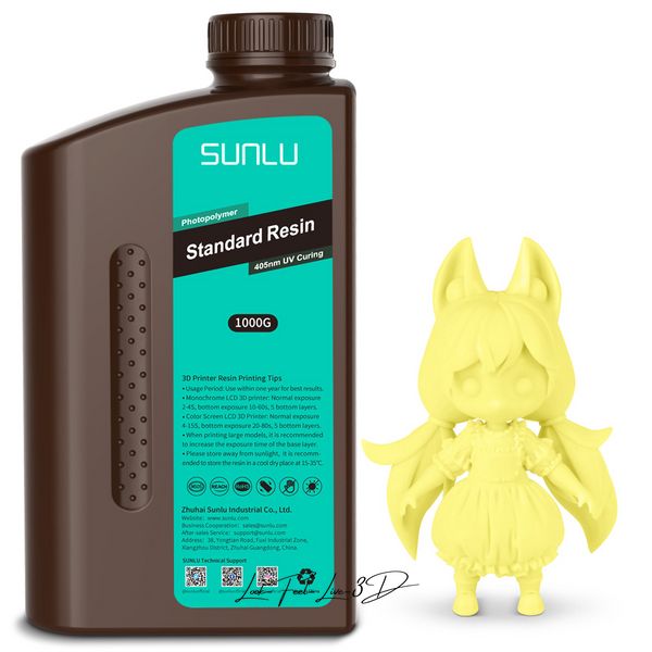 SUNLU Standard Resin, Lemon Yellow, 1 кг — смола для фотополімерного 3д-друку SUNLU0196 фото