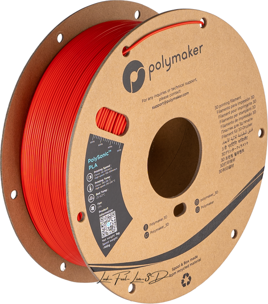 Polymaker PolySonic™ PLA, Red, 1 кг — філамент, пластик для 3д-друку PA12005 фото