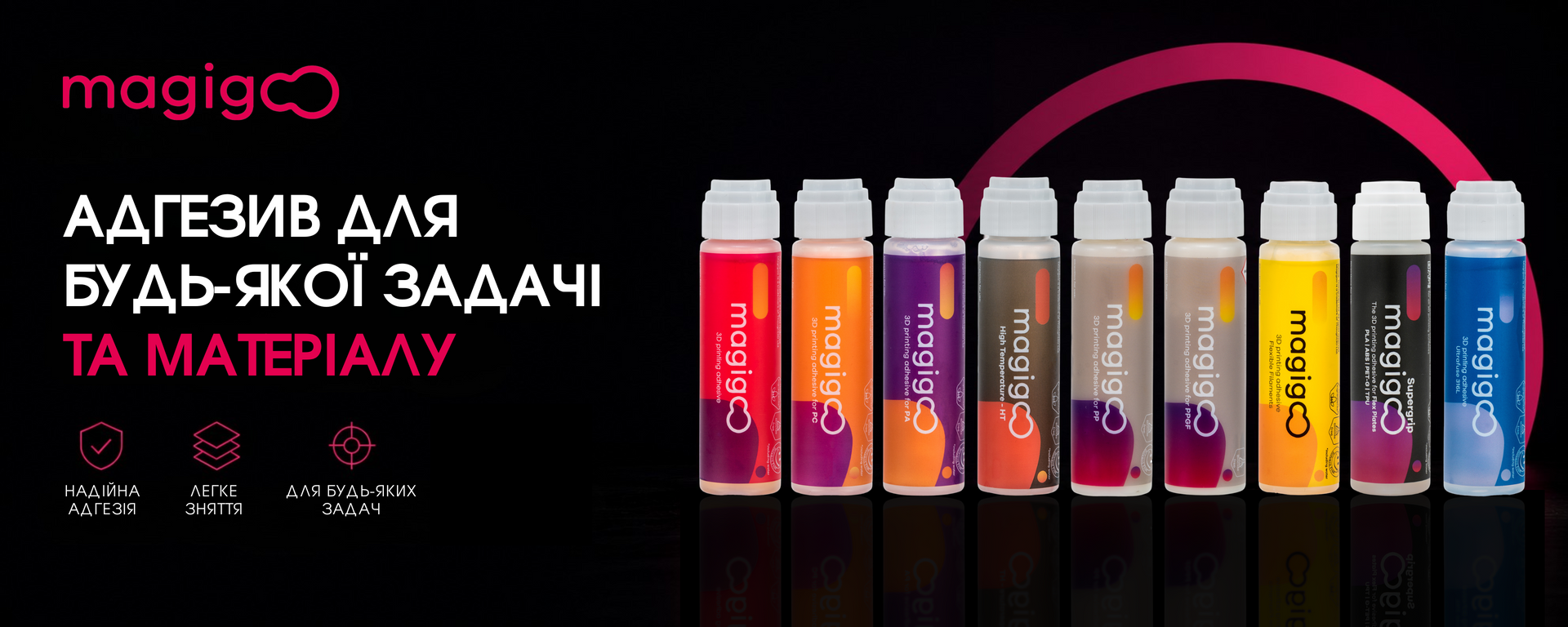 Адгезиви Magigoo для 3D-друку — рішення для будь-якої задачі та матеріалу з надійною адгезією і легким зняттям моделей