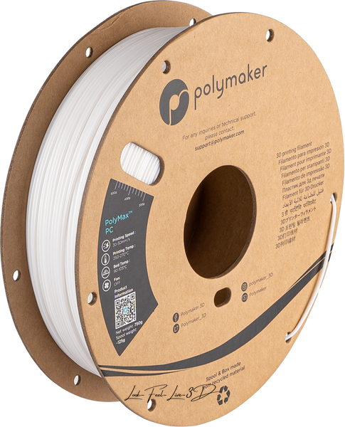 Polymaker PolyMax™ PC, White, 0,75 кг — філамент, пластик для 3д-друку PC02002 фото