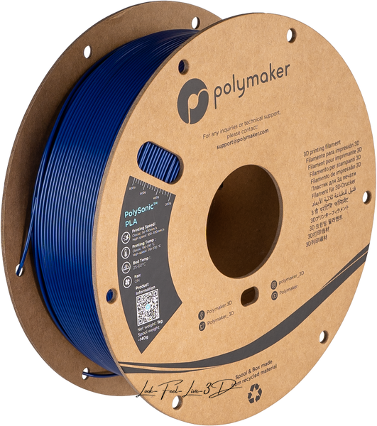 Polymaker PolySonic™ PLA, Blue, 1 кг — філамент, пластик для 3д-друку PA12004 фото