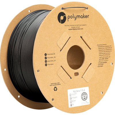 Polymaker PolyTerra™ PLA, Charcoal Black, 3 кг — чорний філамент, пластик для 3д-друку PA04007 фото