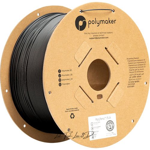 Polymaker PolyTerra™ PLA, Charcoal Black, 3 кг — чорний філамент, пластик для 3д-друку PA04007 фото