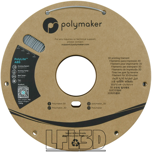 Polymaker&trade; ABS, Grey, 1 kg PE01003 photo