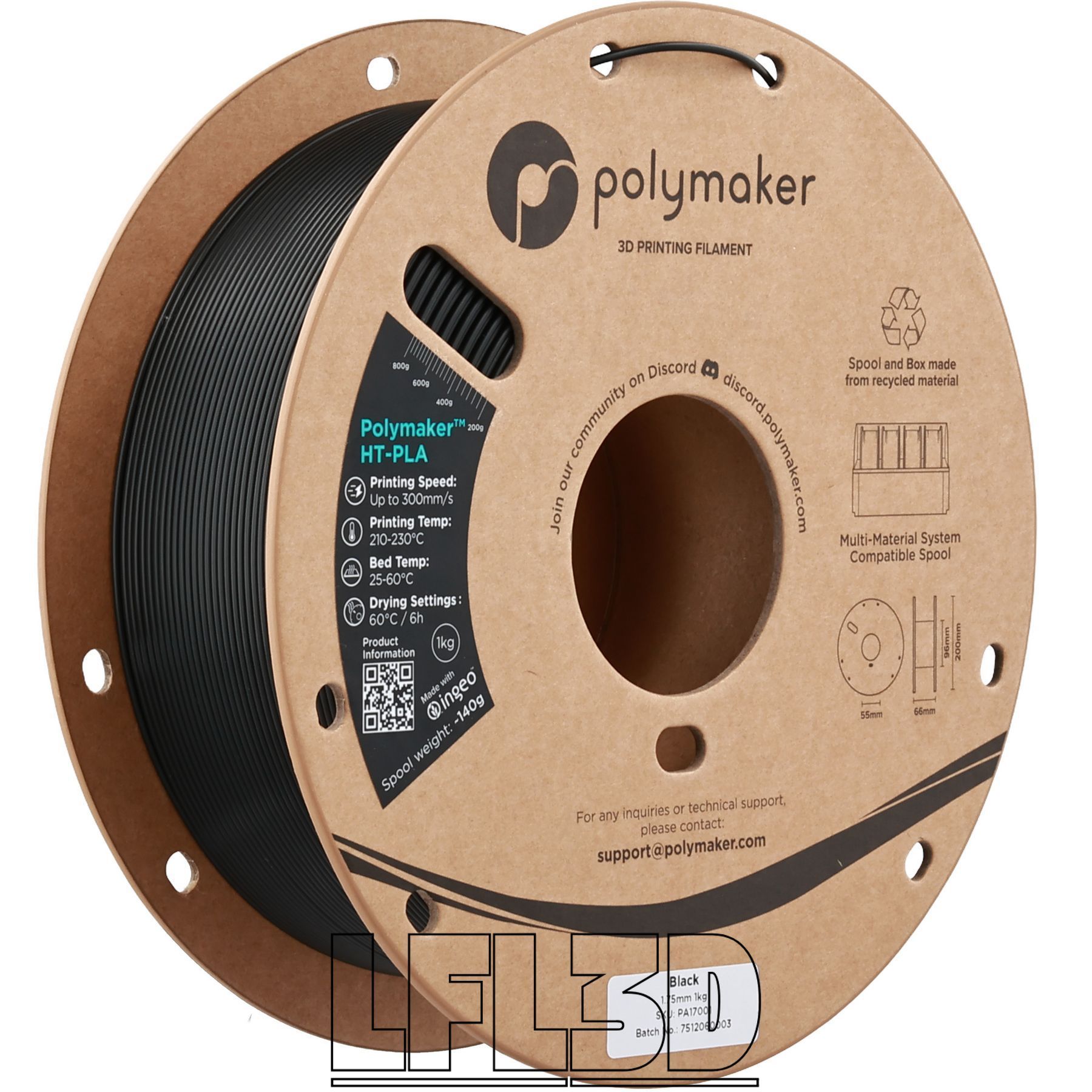 Купити Polymaker™ HT-PLA, Black, 1 кг — чорний філамент, пластик