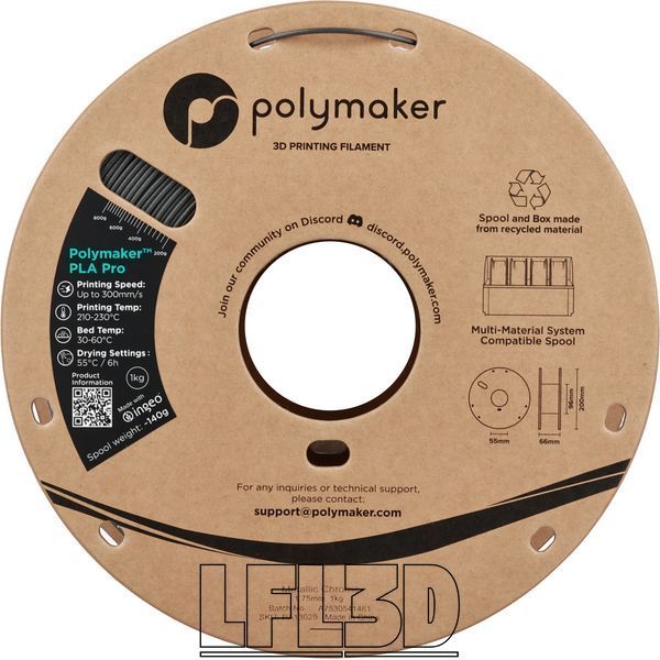 Polymaker&trade; PLA Pro, Metallic Chrome, 1 кг &mdash; сірий філамент, пластик для 3д-друку PA13029 фото
