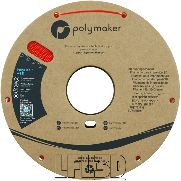 Polymaker&trade; ABS, Red, 1 кг &mdash; червоний філамент, пластик для 3д-друку PE01004 фото