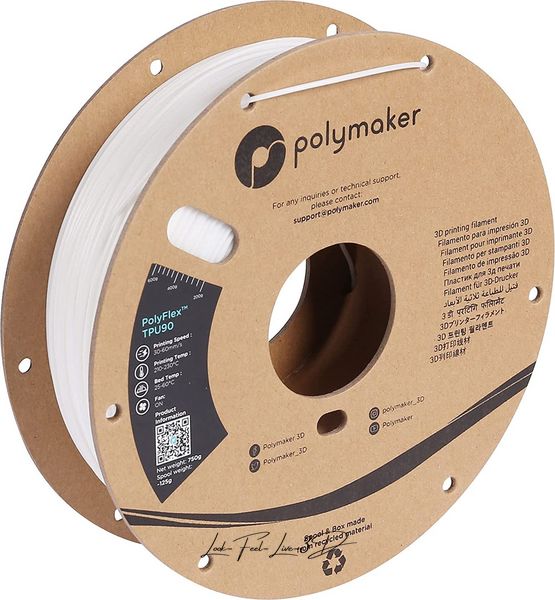Polymaker PolyFlex™ TPU90, White, 0,75 кг — філамент, пластик для 3д-друку PD02002 фото