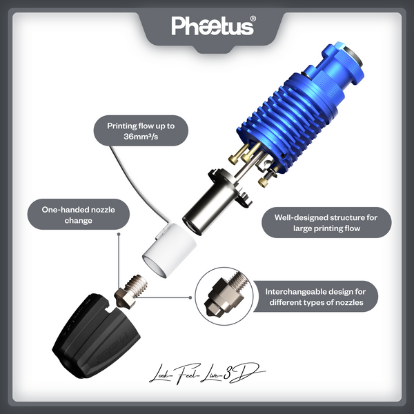 Хотенд Phaetus Rapido Hotend UHF, Blue, синій Phaetus0097 фото