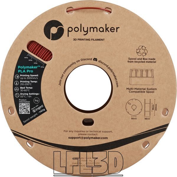 Polymaker&trade; PLA Pro, Metallic Dark Red, 1 кг &mdash; темно-червоний філамент, пластик для 3д-друку PA13032 фото