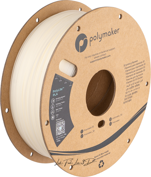 Polymaker PolyLite™ PLA, Natural, 1 кг — білий філамент, пластик для 3д-друку PA02011 фото