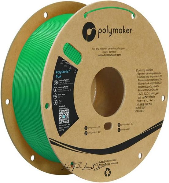Polymaker PolySonic™ PLA, Green, 1 кг — філамент, пластик для 3д-друку PA12010 фото
