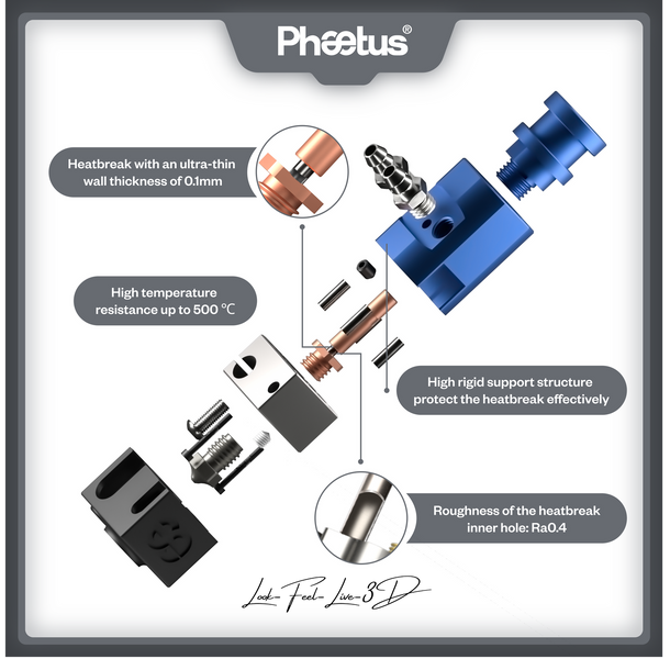 Хотенд Phaetus Dragon Water Hotend WST, Blue, синій Phaetus0100 фото