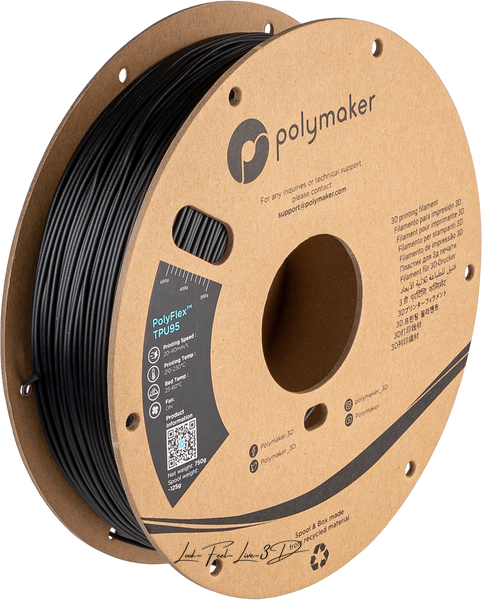 Polymaker PolyFlex™ TPU95, Black, 0,75 кг — філамент, пластик для 3д-друку PD01001 фото