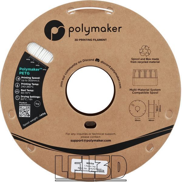 Polymaker&trade; PETG White, 1 кг &mdash; білий філамент, пластик для 3д-друку PB05002 фото