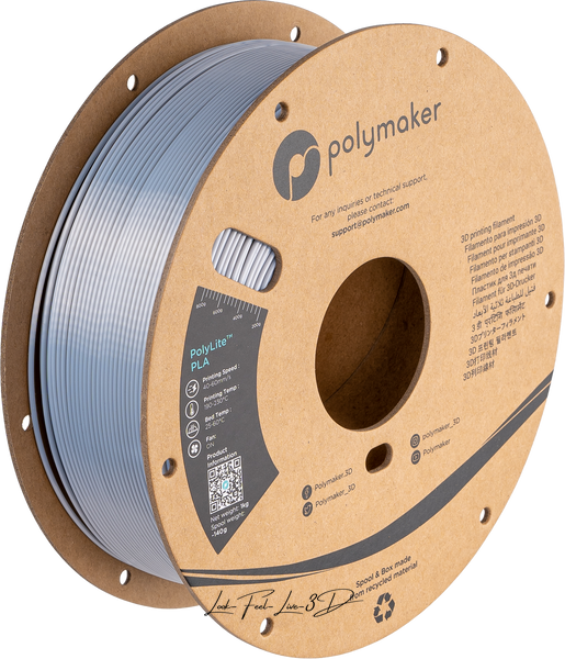 Polymaker PolyLite™ Silk PLA, Silk Silver, 1 кг — філамент, пластик для 3д-друку PA03002 фото