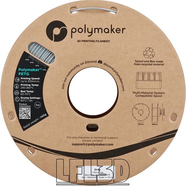 Polymaker&trade; PETG Grey, 1 кг &mdash; сірий філамент, пластик для 3д-друку PB05003 фото