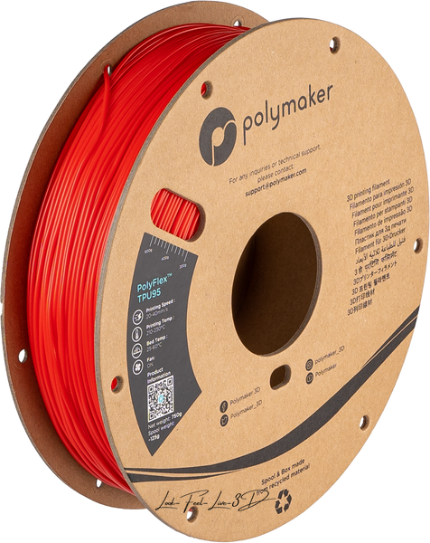Polymaker PolyFlex™ TPU95, Red, 0,75 кг — філамент, пластик для 3д-друку PD01003 фото