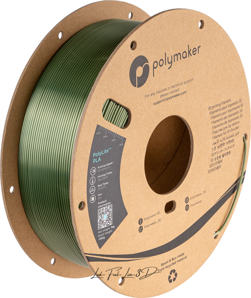 Polymaker PolyLite™ Silk PLA, Silk Peridot Green, 1 кг — філамент, пластик для 3д-друку PA03032 фото
