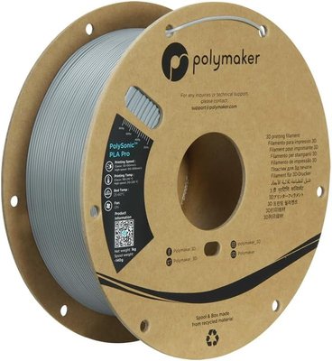 Polymaker PolySonic™ PLA Pro, Grey, 1 кг — філамент, пластик для 3д-друку PA13003 фото