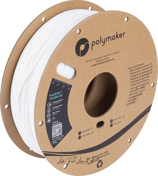 Polymaker PolyFlex™ TPU95-HF, White, 1 кг — філамент, пластик для 3д-друку PD03002 фото
