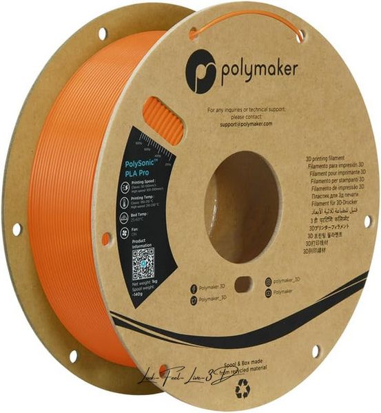 Polymaker PolySonic™ PLA Pro, Orange, 1 кг — філамент, пластик для 3д-друку PA13007 фото