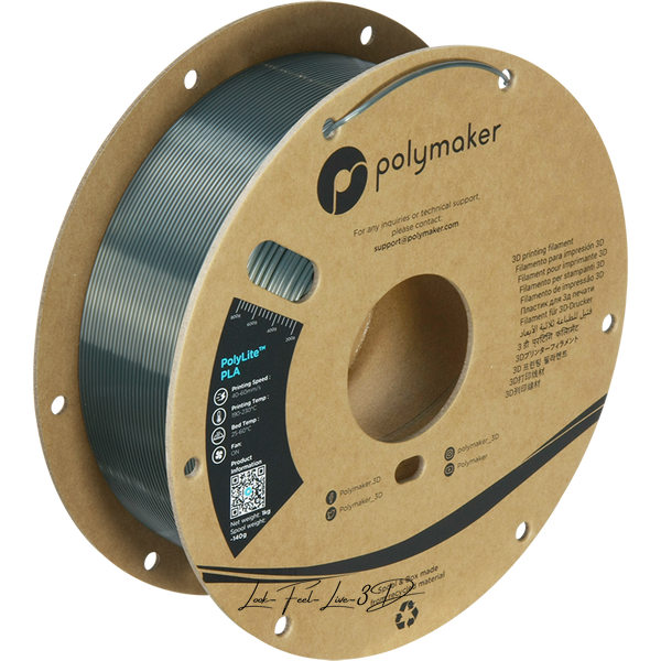 Filament, plastic for 3D printing Polymaker PolyLite™ Silk PLA, Silk Gunmetal Grey, 1 kg