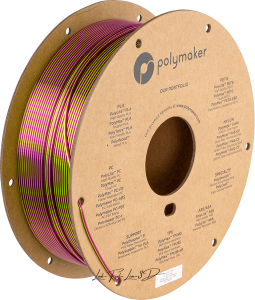 Polymaker PolyLite™ Dual Silk PLA, Aubergine (Silk Lime / Silk Magenta), 1 кг — градієнтний філамент, пластик для 3д-друку PA03022 фото