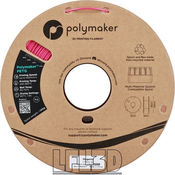 Polymaker&trade; PETG Magenta, 1 кг &mdash; рожевий філамент, пластик для 3д-друку PB05017 фото